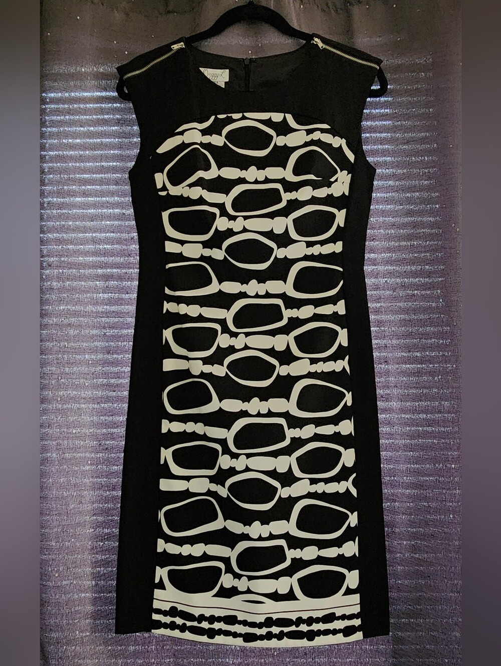 Black and White Patterned Sheath Dress